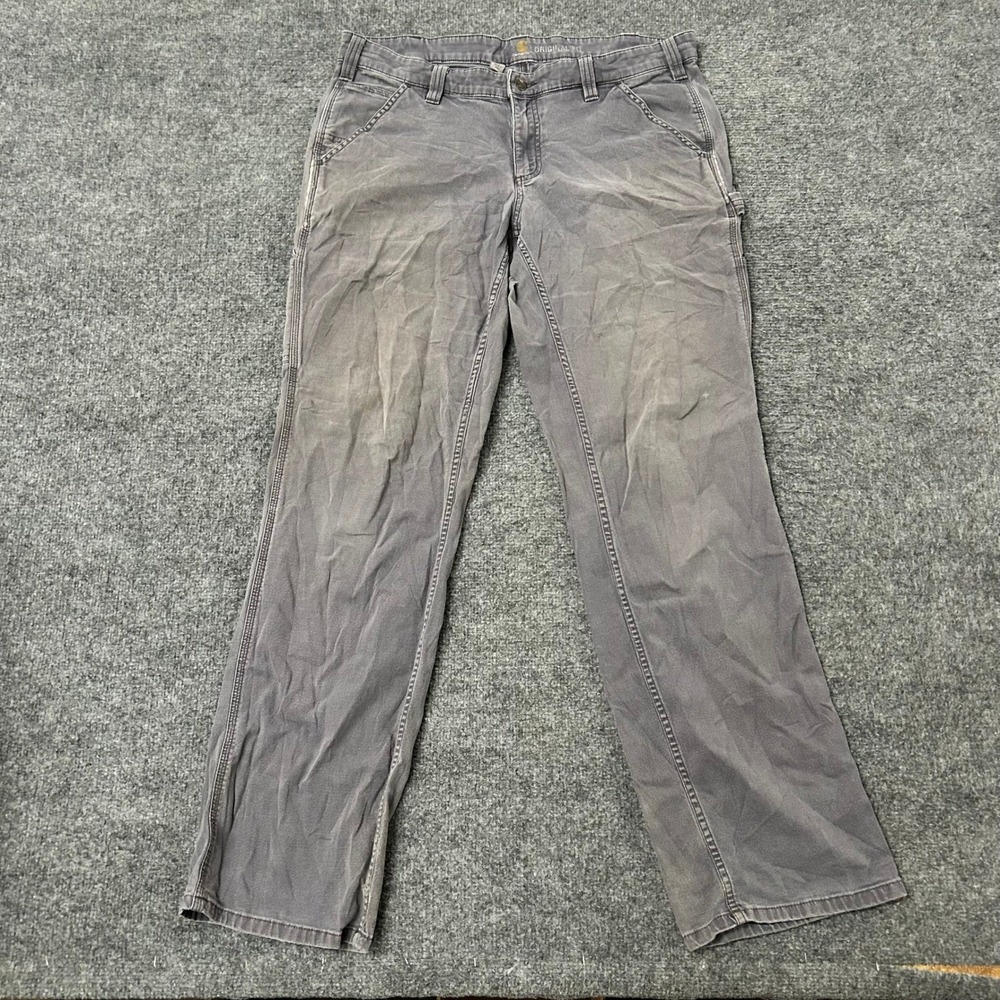 Carhartt Pants Womens Size 14 Tall Gray Original Fit Canvas Utility Workwear